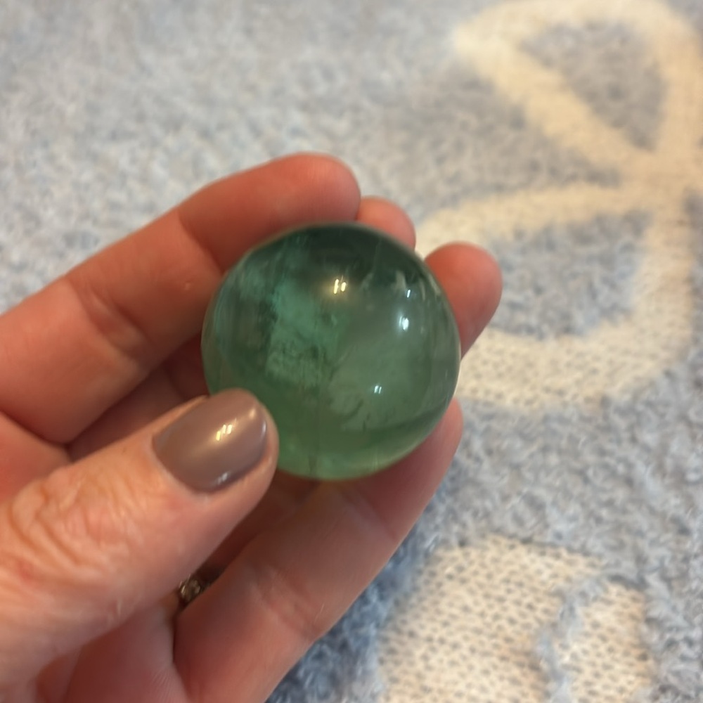 Green Calcite Crystal Sphere - Picture 3 of 3